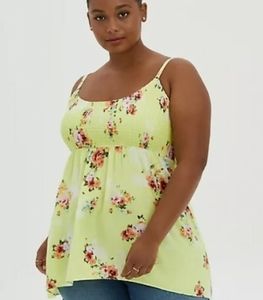Torrid babydoll floral challis babydoll tunic neon size 1 nwt 14 16 1xl
